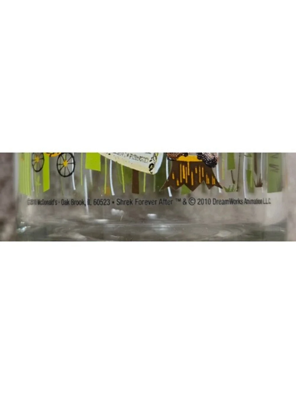 Set of 4 McDonald's Shrek Character Glasses Featuring Shrek, Fiona, Donkey, and